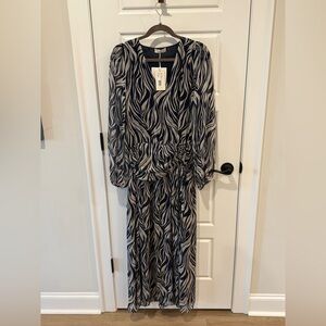 Ramy Brook Navy and White Long Sleeve Dress
